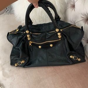 Black Balenciaga City Bag Giant Gold Hardware
